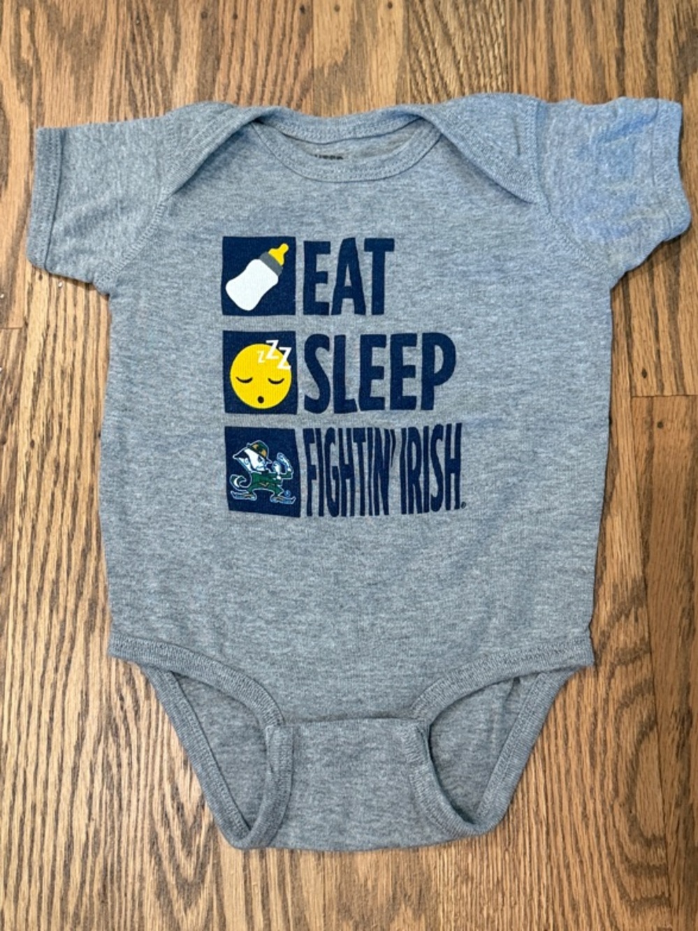 Notre Dame 3M 'Eat Sleep Fightin' Irish' Baby One-Piece